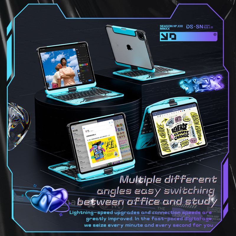 Cargue la imagen en el visor de la galería, Apple iPad Air 4/5 10.9&#39;&#39; 4/5th Gen (2020/2022) - 180 Degree Rotation Magic Cyberpunk Style Transparent Keyboard Case - i-Station Mobile Phone &amp; Electronic Device Repair and Accessories
