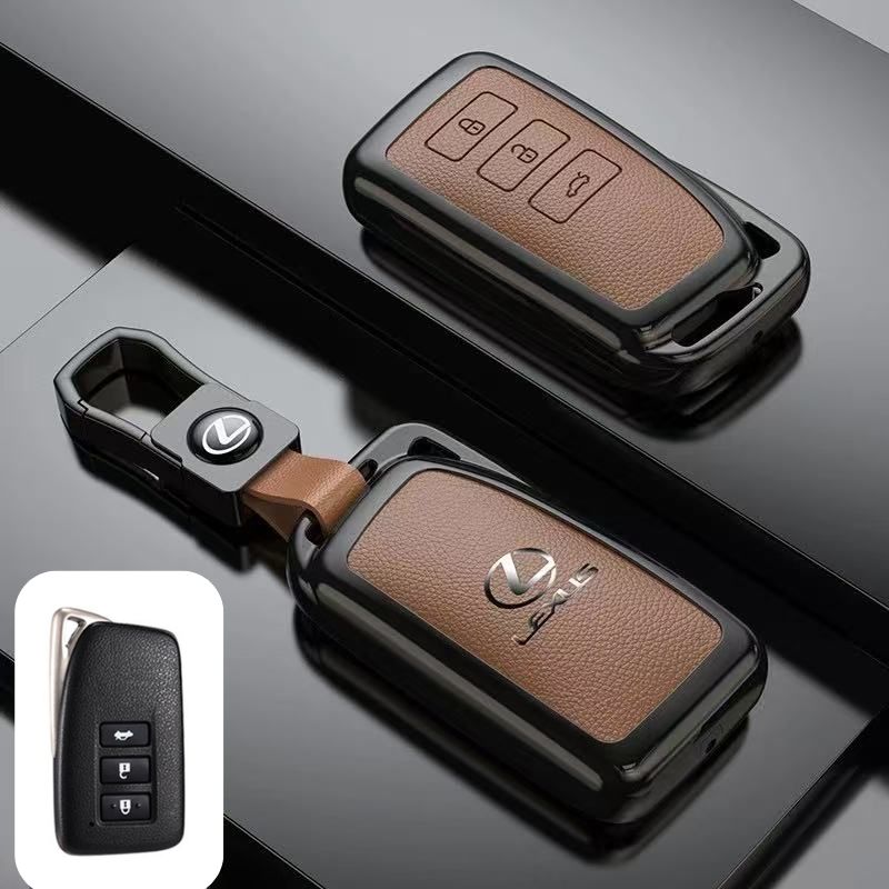 Cargue la imagen en el visor de la galería, Lexus Zinc Alloy + PU Leather Car Key Fob Case Cover For ES200, ES300, RX350, NX350H, LS500H
