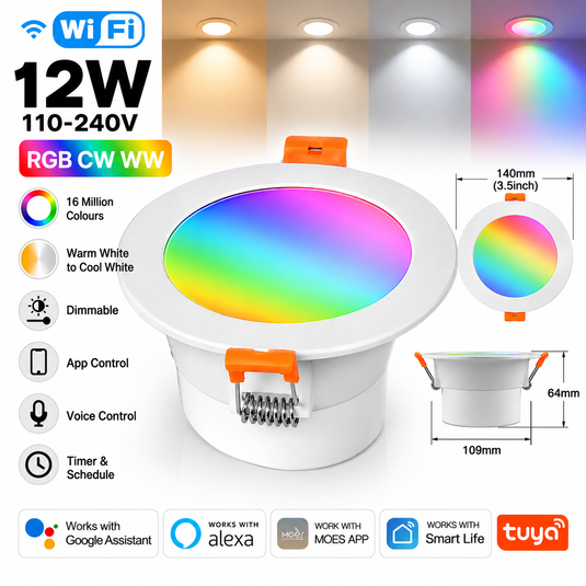 MOES RGB LED 12W Downlight Ceiling Light WIFI Wireless Remote Control