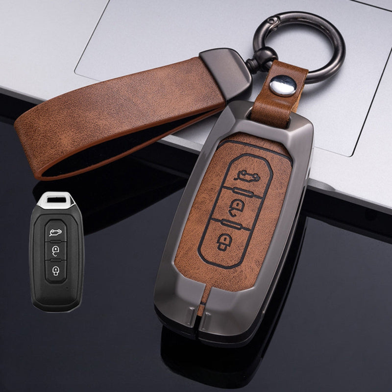 Chargez l&#39;image dans la visionneuse de la galerie, Ford Zinc Alloy Leather Folding Car Key Fob Case Cover For Ranger, Mustang, Everest, Escape, Puma, Transit, Focus, Fiesta, Ranger Raptor, Mondeo

