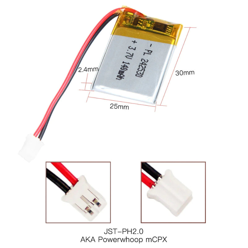 Chargez l&#39;image dans la visionneuse de la galerie, [PH2.0-JST Connector][242530] Universal 140mAh 3.7V Rechargeable Li-Ion Lithium Polymer Battery - Polar Tech Australia
