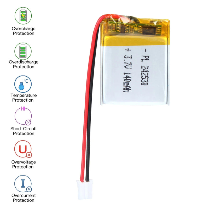 Chargez l&#39;image dans la visionneuse de la galerie, [PH2.0-JST Connector][242530] Universal 140mAh 3.7V Rechargeable Li-Ion Lithium Polymer Battery - Polar Tech Australia
