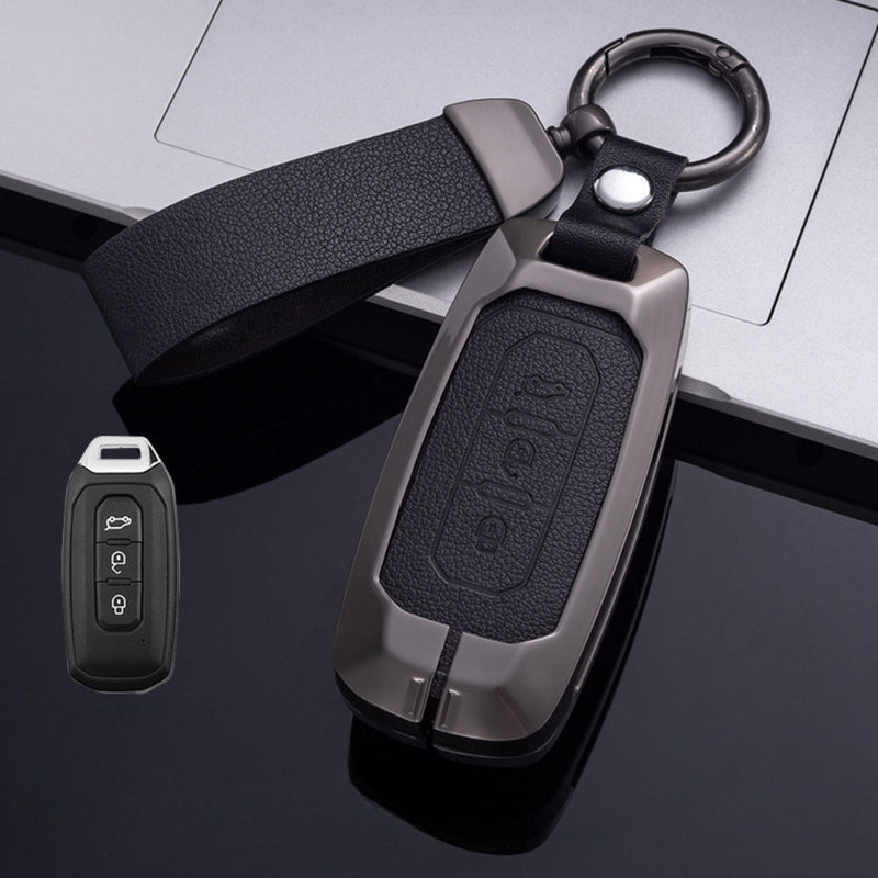Chargez l&#39;image dans la visionneuse de la galerie, Ford Zinc Alloy Leather Folding Car Key Fob Case Cover For Ranger, Mustang, Everest, Escape, Puma, Transit, Focus, Fiesta, Ranger Raptor, Mondeo
