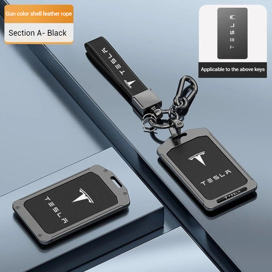 Tesla Alloy-Framed Leather Card Key Case for Model 3 & Model Y