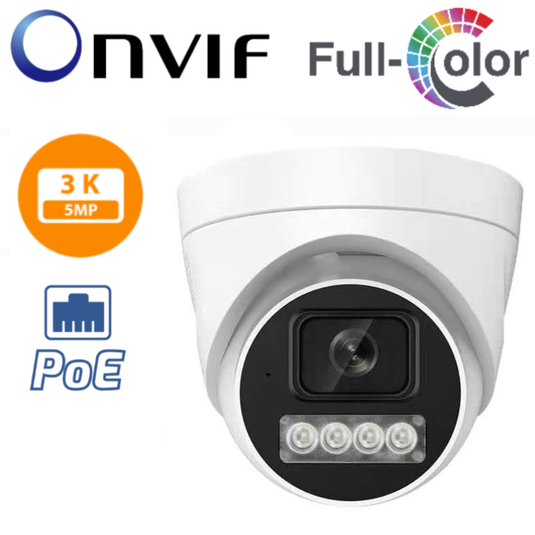 TUYA & Onvif 5MP Dome PoE 2.8mm FHD Security Full Color Night Vision Camera