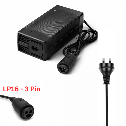 [48V-54.6V/3A][LP16-3P] Universal Charger For 48V Li-Ion Lithium Battery Pack Electric Scooter EBike AC Power Adapter Charger