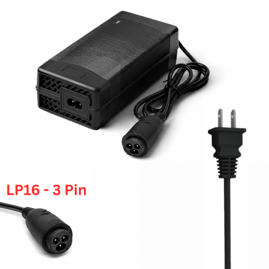 [48V-54.6V/3A][LP16-3P] Universal Charger For 48V Li-Ion Lithium Battery Pack Electric Scooter EBike AC Power Adapter Charger
