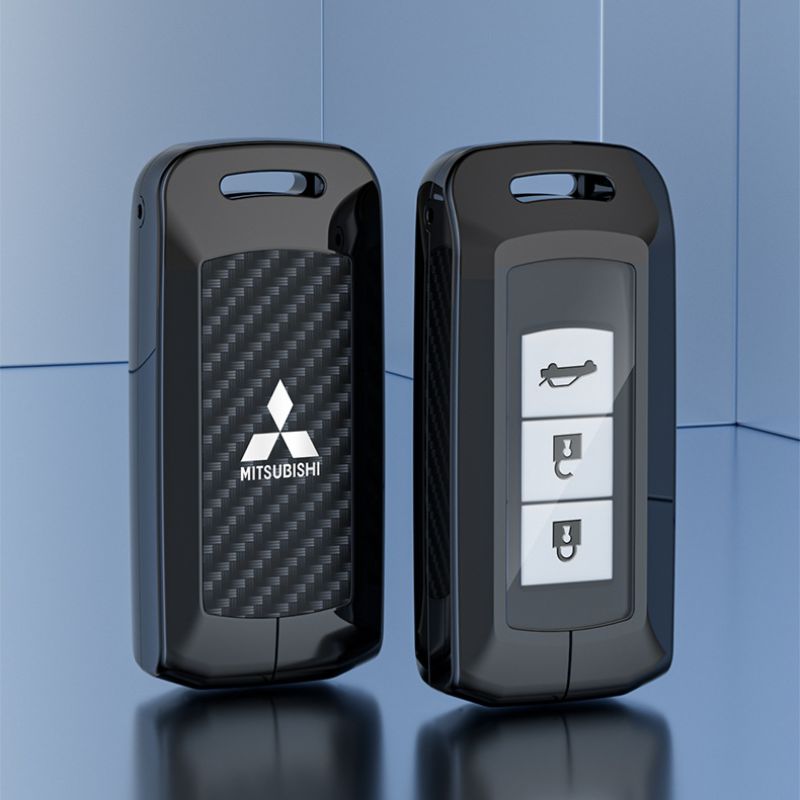 Chargez l&#39;image dans la visionneuse de la galerie, Mitsubishi Zinc Alloy + Carbon Fiber Texture Car Key Fob Case Cover For Outlander, Eclipse Cross, ASX, Pajero, Pajero Sport, Lancer EX
