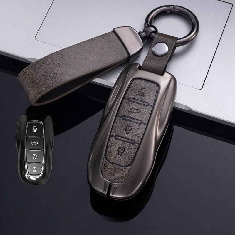 Chargez l&#39;image dans la visionneuse de la galerie, Ford Zinc Alloy Leather Folding Car Key Fob Case Cover For Ranger, Mustang, Everest, Escape, Puma, Transit, Focus, Fiesta, Ranger Raptor, Mondeo
