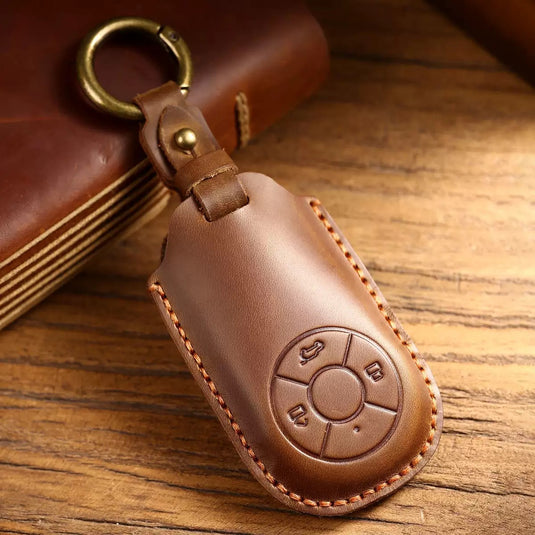 Great Wall Handcrafted Genuine Leather Car Key Fob Case Cover For ORA Good Cat, Lightning Cat, Black Cat, Ballet Cat, Good Cat GT, White Cat
