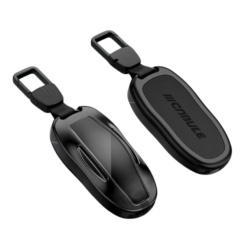 Load image into Gallery viewer, Tesla Full Aluminum Alloy + PU Leather Cover Car Key Fob Case for Model X

