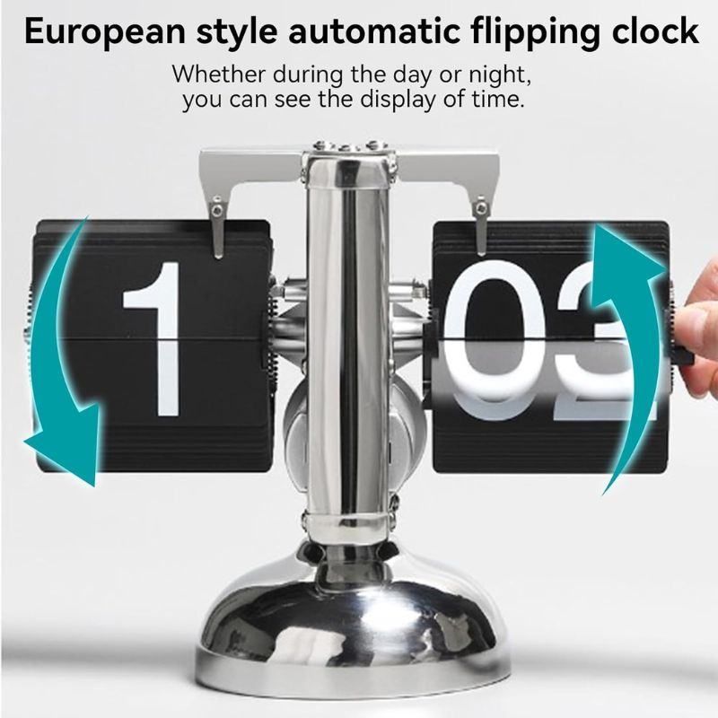 Cargue la imagen en el visor de la galería, Flip Desk Shelf Clock - Classic Mechanical-Digital Display Battery Powered
