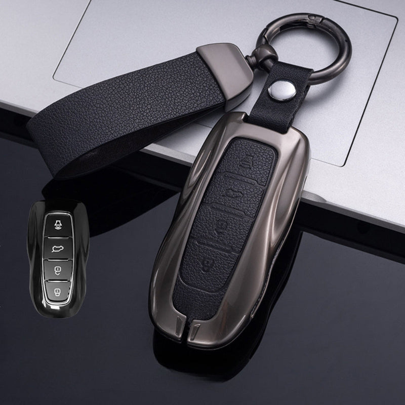 Chargez l&#39;image dans la visionneuse de la galerie, Ford Zinc Alloy Leather Folding Car Key Fob Case Cover For Ranger, Mustang, Everest, Escape, Puma, Transit, Focus, Fiesta, Ranger Raptor, Mondeo
