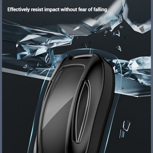 Tesla Full Aluminum Alloy + PU Leather Cover Car Key Fob Case for Model X