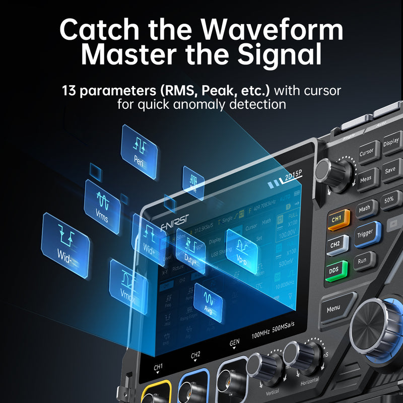 Cargue la imagen en el visor de la galería, [2D15P] FNIRSI 3-in-1 Benchtop 2CH 100MHz Phosphor Oscilloscope Multimeter

