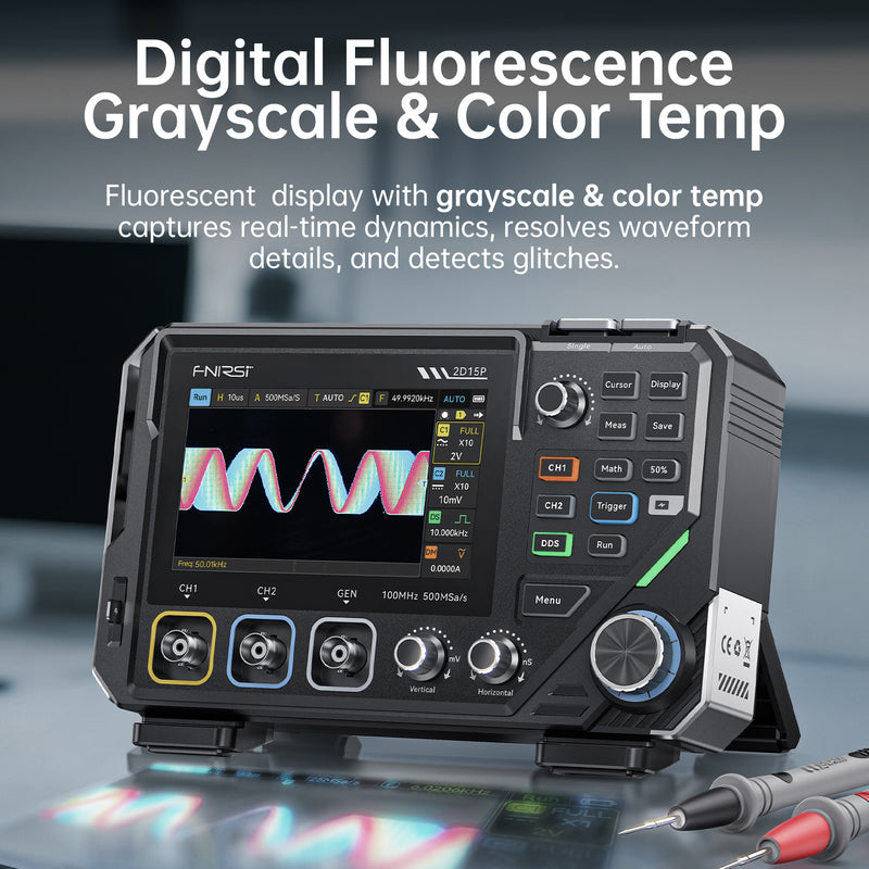 Cargue la imagen en el visor de la galería, [2D15P] FNIRSI 3-in-1 Benchtop 2CH 100MHz Phosphor Oscilloscope Multimeter
