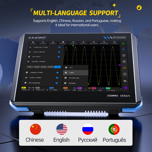 [DPOS350P] FNIRSI 4-IN-1 350MHz 1GSPS Tablet Oscilloscope Signal Generator Spectrum Analyzer Frequency Response Analyzer