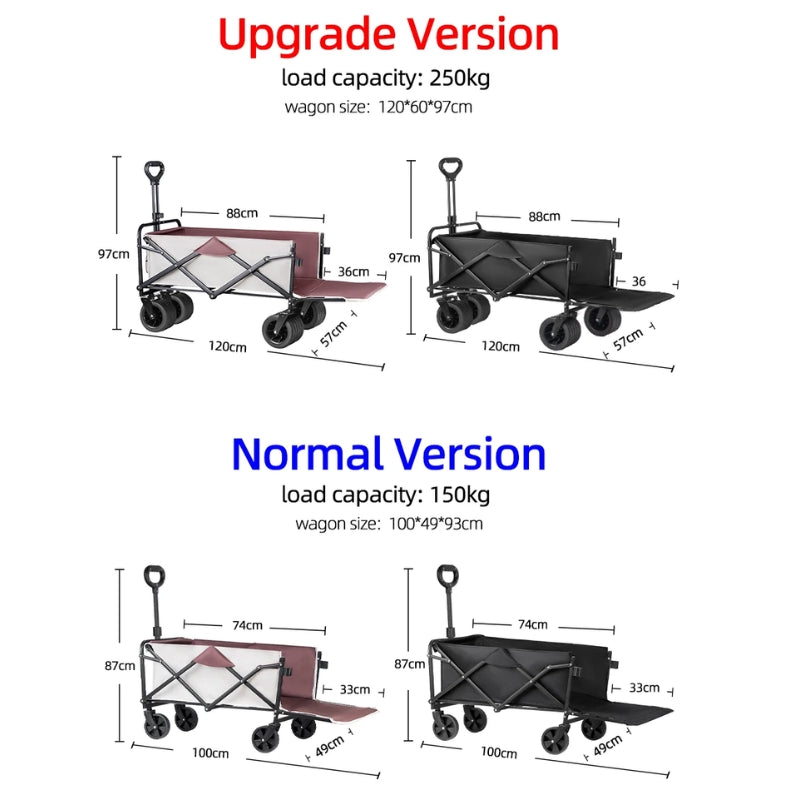 Load image into Gallery viewer, Extender Folding Cart Outdoor Extra Long Utility Large Capacity Wagon Cart Camping Picnic Trolley Beach Collapse Folding Cart - Polar Tech Australia
