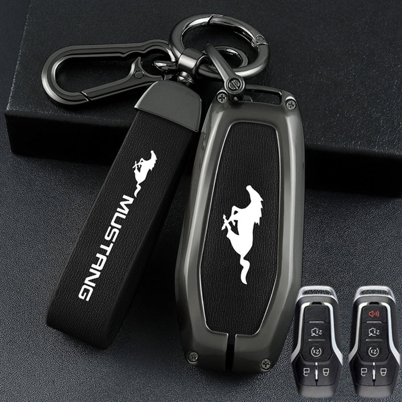 Chargez l&#39;image dans la visionneuse de la galerie, Ford Mustang Zinc Alloy Leather Car Key Fob Case Cover
