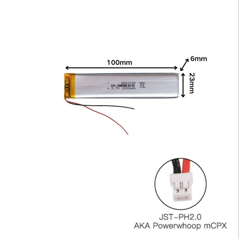 Chargez l&#39;image dans la visionneuse de la galerie, [PH2.0-JST Connector][6023100] Universal 1600mAh 3.7V Rechargeable Li-Ion Lithium Polymer Battery - Polar Tech Australia
