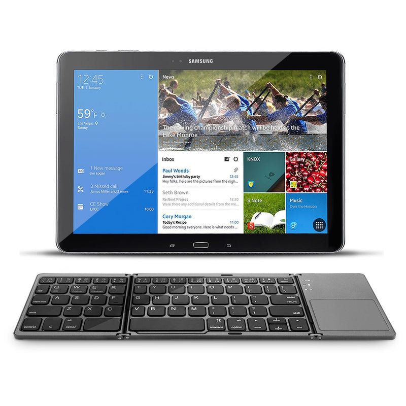 Load image into Gallery viewer, Foldable Bluetooth Keyboard with Touchpad Portable Wireless Keyboard , Rechargeable Full Size Ultra Slim Pocket Folding Keyboard for Android Windows iOS Tablet And Mobile Phone - Polar Tech Australia
