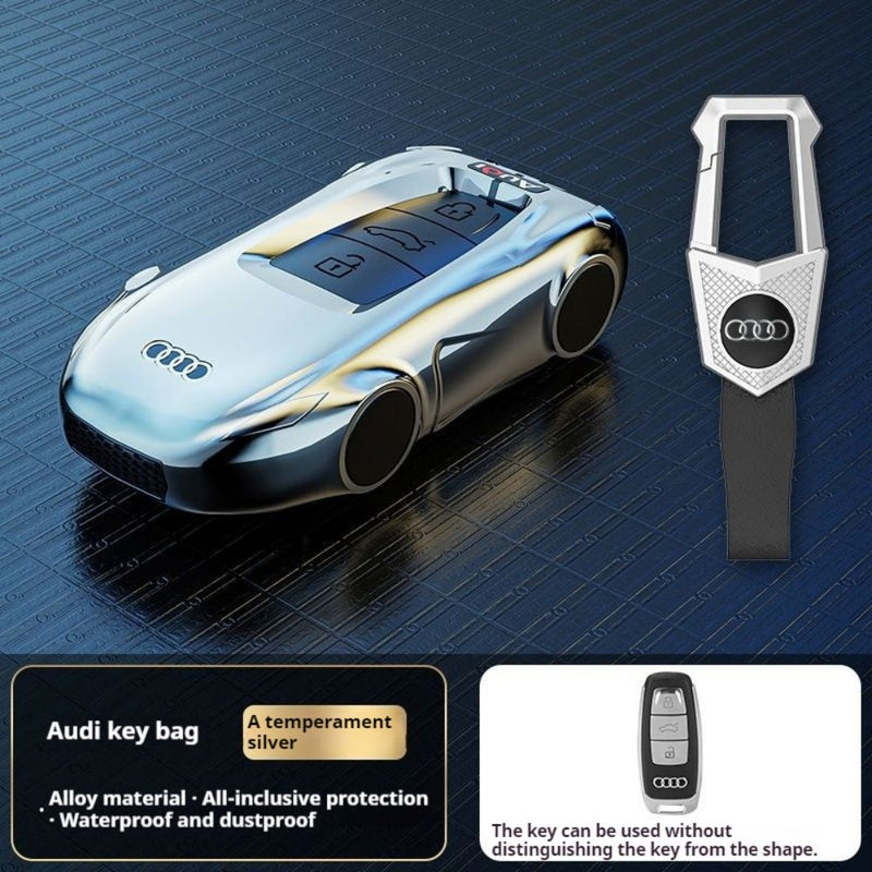 Load image into Gallery viewer, Audi Zinc Alloy Silicone Car Key Fob Case Cover For A3, A4, A5, A6, A8, Q2, Q5, Q7, Q8, e-tron
