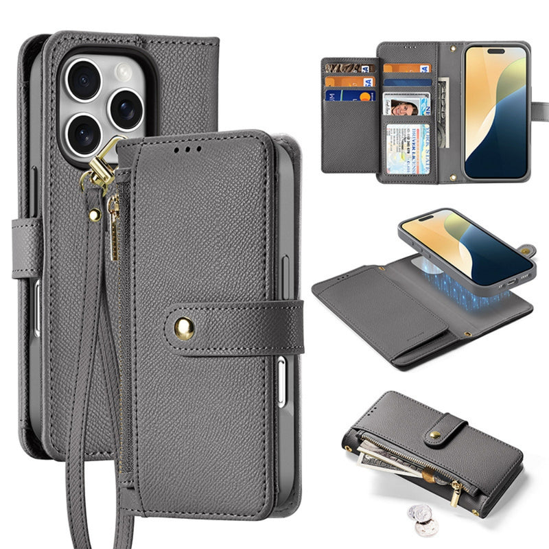 Load image into Gallery viewer, [Detachable][With Card Slot] Apple iPhone 17 - Detachable Magnetic Genuine Leather Wallet Case
