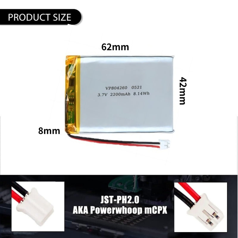 Chargez l&#39;image dans la visionneuse de la galerie, [PH2.0-JST Connector][804260] Universal 4400mAh 3.7V Rechargeable Li-Ion Lithium Polymer Battery - Polar Tech Australia
