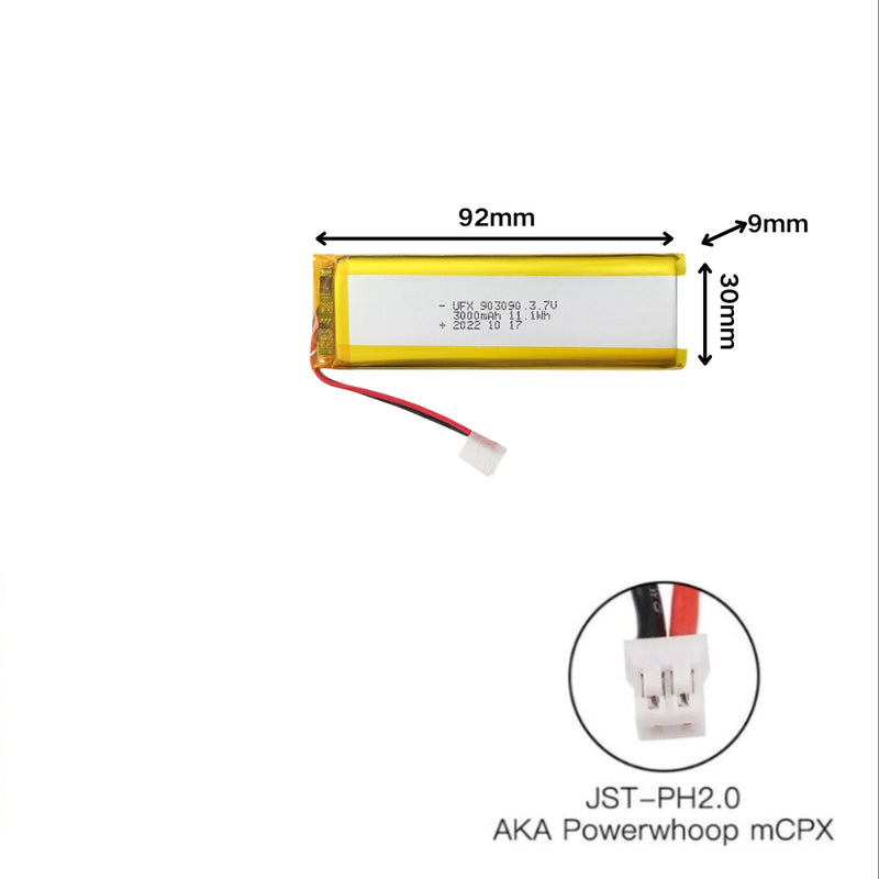 Cargue la imagen en el visor de la galería, [PH2.0-JST Connector][903090] Universal 3200mAh 3.7V Rechargeable Li-Ion Lithium Polymer Battery - Polar Tech Australia
