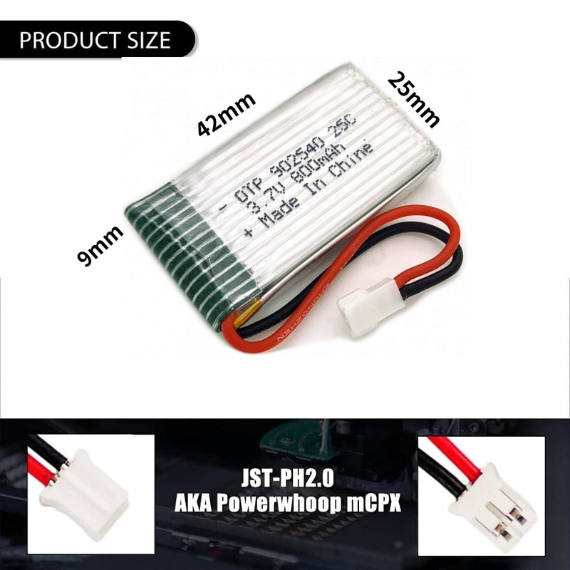 Cargue la imagen en el visor de la galería, [PH2.0-JST Connector][902540] Universal 800mAh 3.7V Rechargeable Li-Ion Lithium Polymer Battery - Polar Tech Australia

