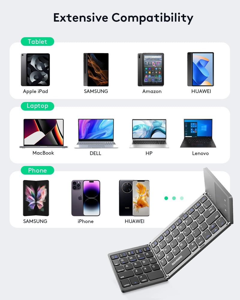 Load image into Gallery viewer, Foldable Bluetooth Keyboard with Touchpad Portable Wireless Keyboard , Rechargeable Full Size Ultra Slim Pocket Folding Keyboard for Android Windows iOS Tablet And Mobile Phone - Polar Tech Australia
