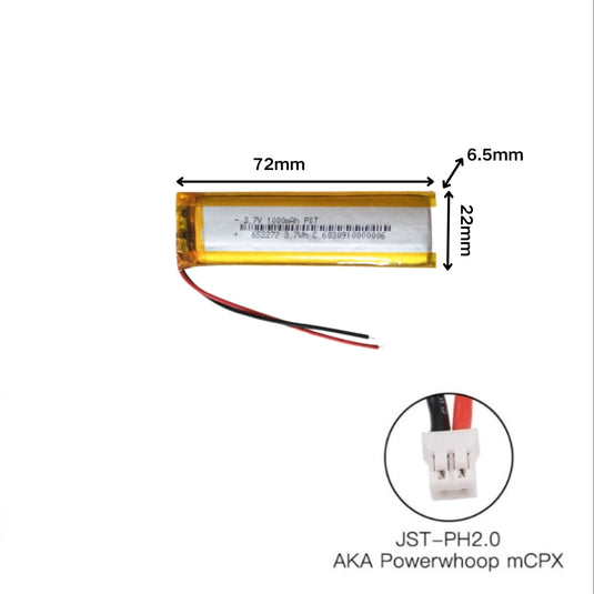 [PH2.0-JST Connector][652272] Universal 1000mAh 3.7V Rechargeable Li-Ion Lithium Polymer Battery - Polar Tech Australia