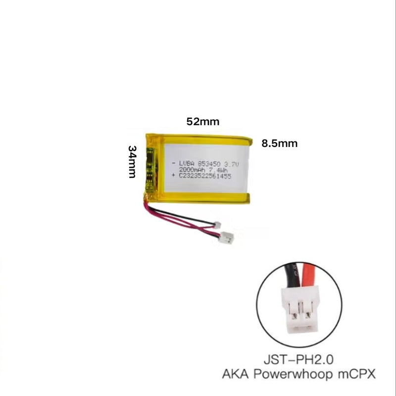 Cargue la imagen en el visor de la galería, [PH2.0-JST Connector][853450] Universal 2000mAh 3.7V Rechargeable Li-Ion Lithium Polymer Battery - Polar Tech Australia
