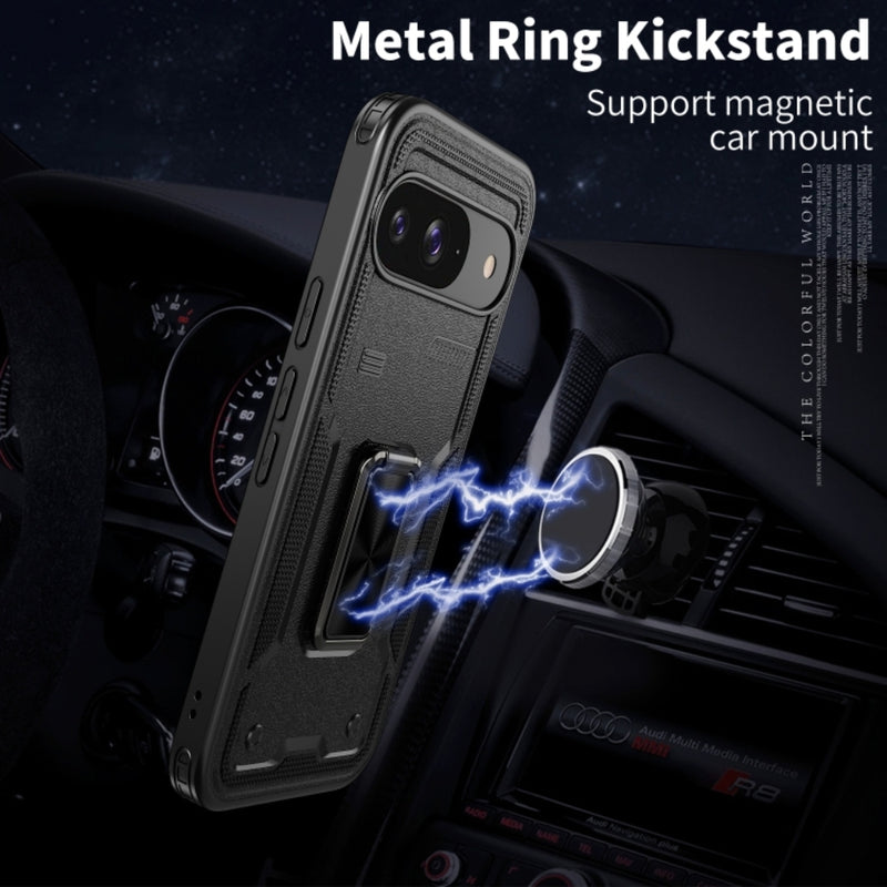 Cargue la imagen en el visor de la galería, Google Pixel 9 / 9 Pro - TPU+PC 2-in-1 Material Shockproof Protective Case with Metal Rotating Stand - Polar Tech Australia
