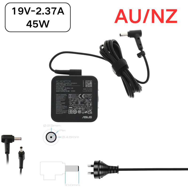 Load image into Gallery viewer, [19V-2.37A/45W][4.5x3.0 &amp; 4.5×2.9mm] ASUS Vivobook 14 F1402 F1402ZA X1404 15 F1502ZA X1504 16 M1605 M1600 5 M1600 5 M11 5. 02ZA 605YA X1605ZA 17 X1702ZA Vivobook 14 OLED M1405 Laptop AC Power Supply Adapter Charger - Polar Tech Australia
