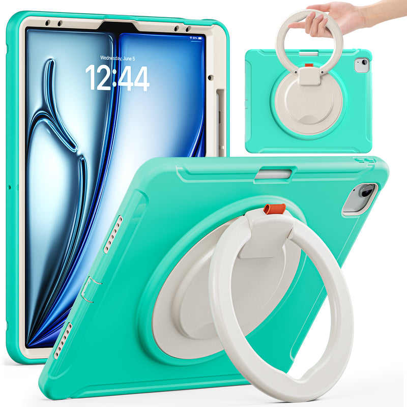 Chargez l&#39;image dans la visionneuse de la galerie, Apple iPad Pro 2024 13”  - EVA Kid Friendly Heavy Duty Ring Holder Stand Case - Polar Tech Australia
