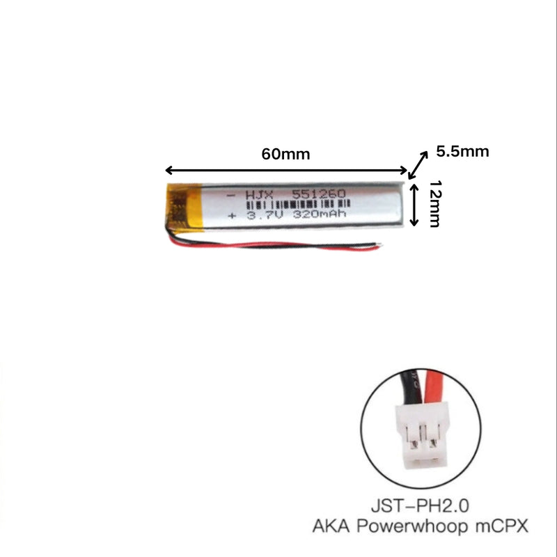 Cargue la imagen en el visor de la galería, [PH2.0-JST Connector][551260] Universal 320mAh 3.7V Rechargeable Li-Ion Lithium Polymer Battery - Polar Tech Australia

