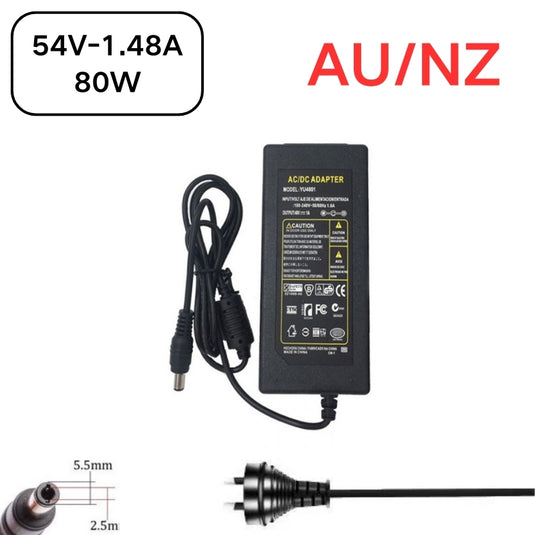 [54V-1.48A][5.5x2.5] Universal Computer/Monitor/CCTV POE Switch - Power Supply Adapter Wall Charger - Polar Tech Australia
