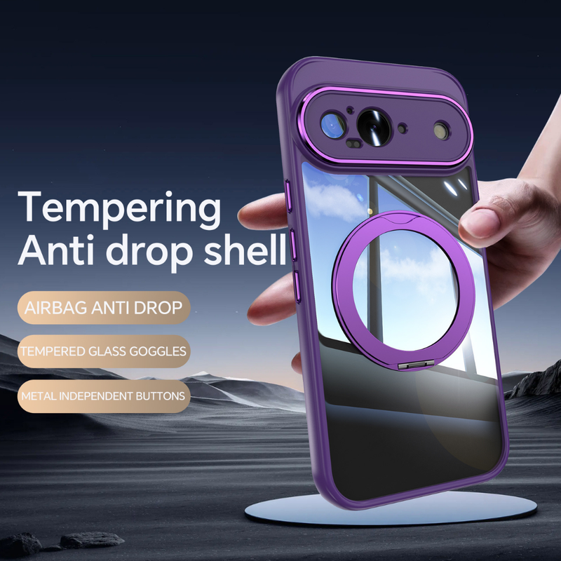 Load image into Gallery viewer, [Magnetic Kickstand] Google Pixel 9A - Matte 360° Rotatable TPU + PC + Metal Transparent Shockproof Phone Case - Polar Tech Australia
