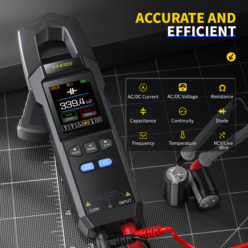Cargue la imagen en el visor de la galería, [DMC-100] FNIRSI DC AC Current Voltage Clamp Meter Digital Multimeter
