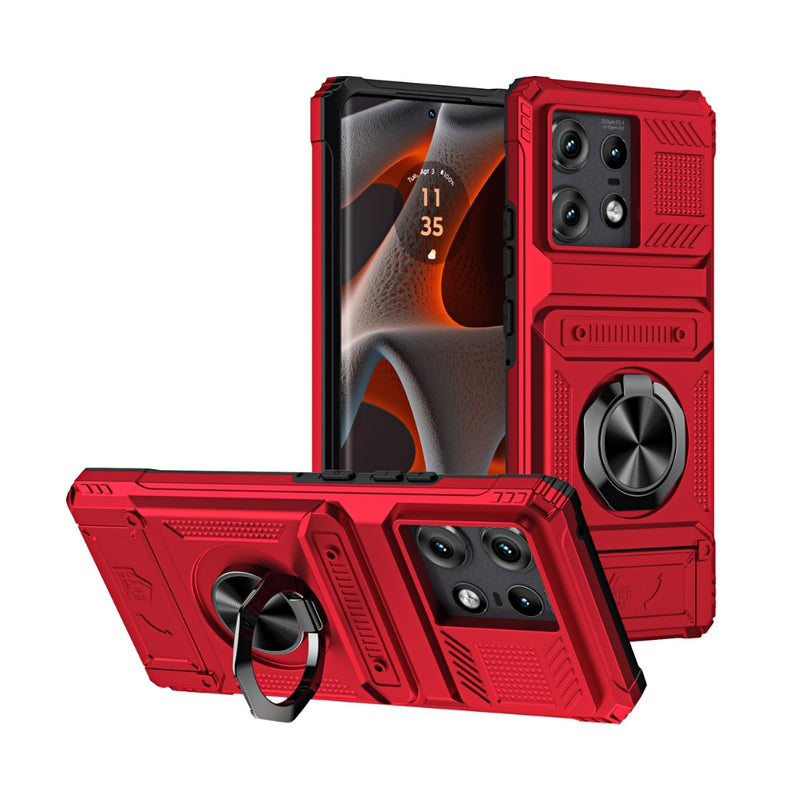 Cargue la imagen en el visor de la galería, Motorola Moto G Stylus 5G (2024) - TPU+PC Shockproof Card Slot Phone Case with Metal Ring Holder
