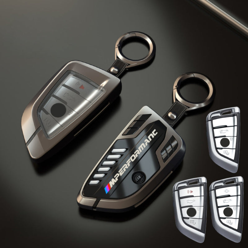 Cargue la imagen en el visor de la galería, BMW Carbon Fiber Metal Protective Car Key Fob Case Cover For 1, 3, 4, 5, 6 Series, X3, X5, X6, X7
