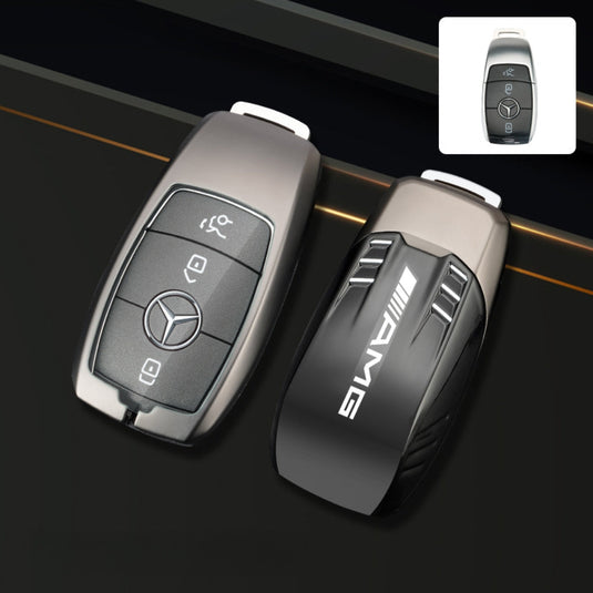 Mercedes Benz Carbon Fiber Metal Protective Car Key Fob Case Cover For Benz A, B, C, E, GLC, GLE