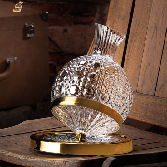 [9 in 1] Wine Accessories Gift Box Luxury 360° Rotating Crystal Hand Blown Wine Decanter with wine glasses and rack