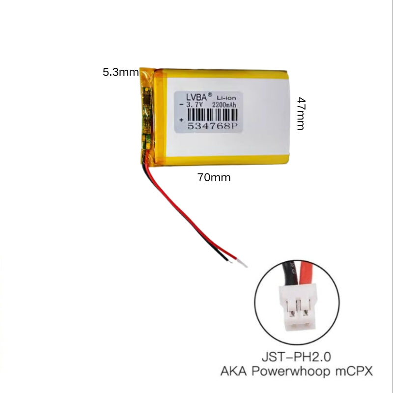 Chargez l&#39;image dans la visionneuse de la galerie, [PH2.0-JST Connector][534768] Universal 2200mAh 3.7V Rechargeable Li-Ion Lithium Polymer Battery - Polar Tech Australia
