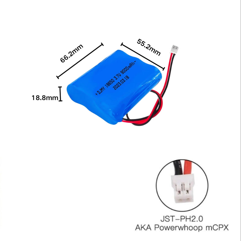 Cargue la imagen en el visor de la galería, [PH2.0-JST Connector][18650] Universal 9000mAh 3.7V Rechargeable Li-Ion Lithium Polymer Battery - Polar Tech Australia
