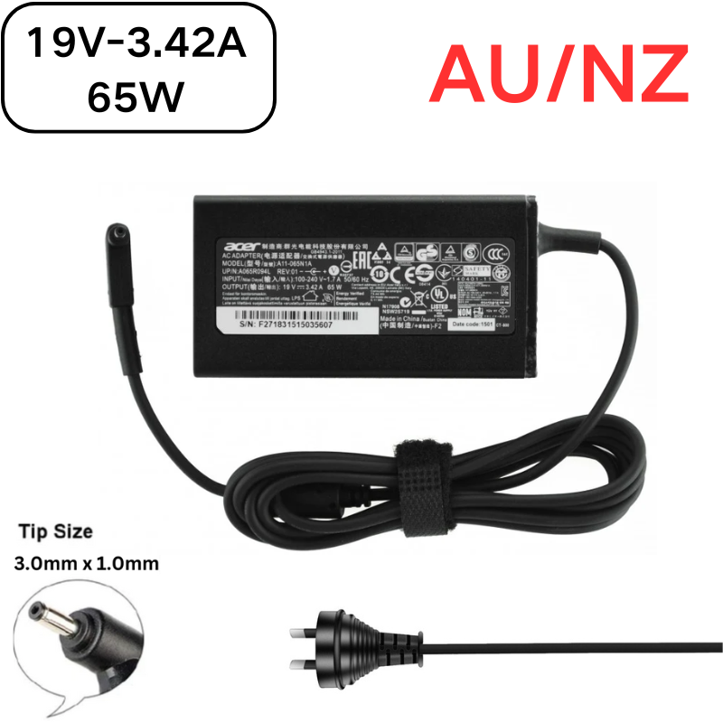 Load image into Gallery viewer, [19V-3.42A/65W][3.0x1.0 &amp; 3.0x1.1] Acer TravelMate X349-M P648-G3-M Laptop AC Power Supply Adapter Charger - Polar Tech Australia
