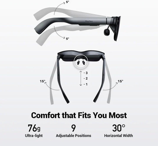 FFalcon RayNeo AR Glass Air 2 - Portable Pocket 201" 120Hz AR VR XR Glass Wearable Monitor - Polar Tech Australia
