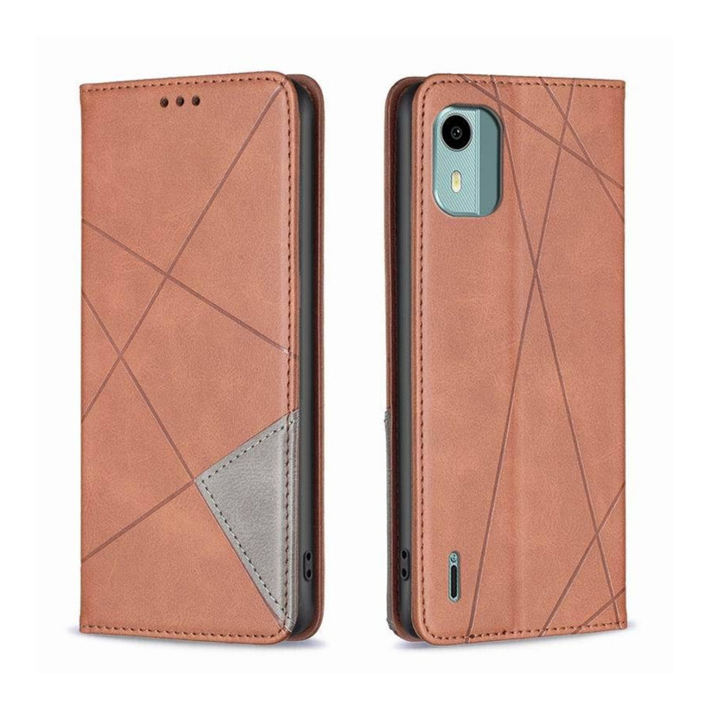 Load image into Gallery viewer, Nokia C21 - Rhombus Texture Magnetic Leather Phone Case
