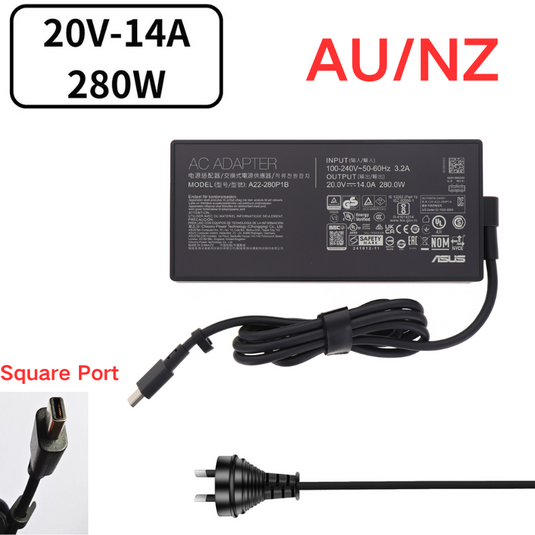 [20V-14A/280W][Square Port] Asus ROG Strix Scar 16 2025 G615 G635 Series - Laptop AC Power Supply Adapter Charger